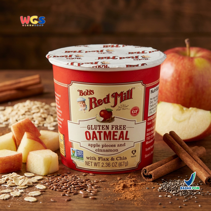 Bob’s Red Mill Gluten Free Oatmeal Apple Cinnamon with Flax & Chia Cup 67g – Oatmeal Instan Sehat