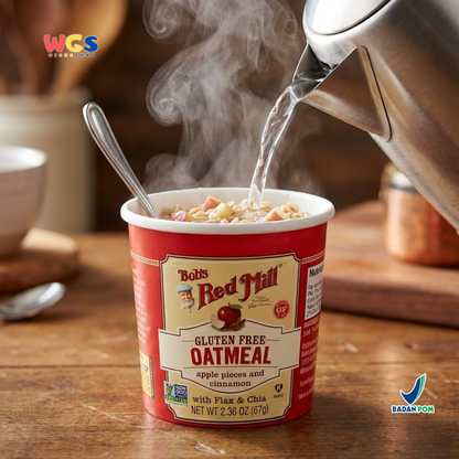 Bob’s Red Mill Gluten Free Oatmeal Apple Cinnamon with Flax & Chia Cup 67g – Oatmeal Instan Sehat