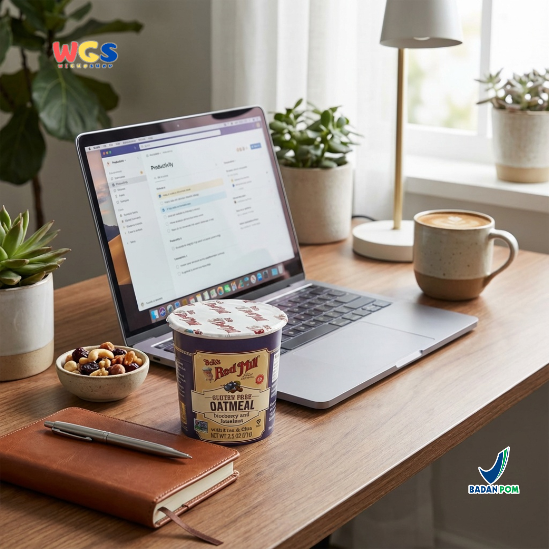 Bob’s Red Mill Gluten Free Oatmeal Blueberry & Hazelnut with Flax & Chia Cup 71g – Oatmeal Instan Sehat