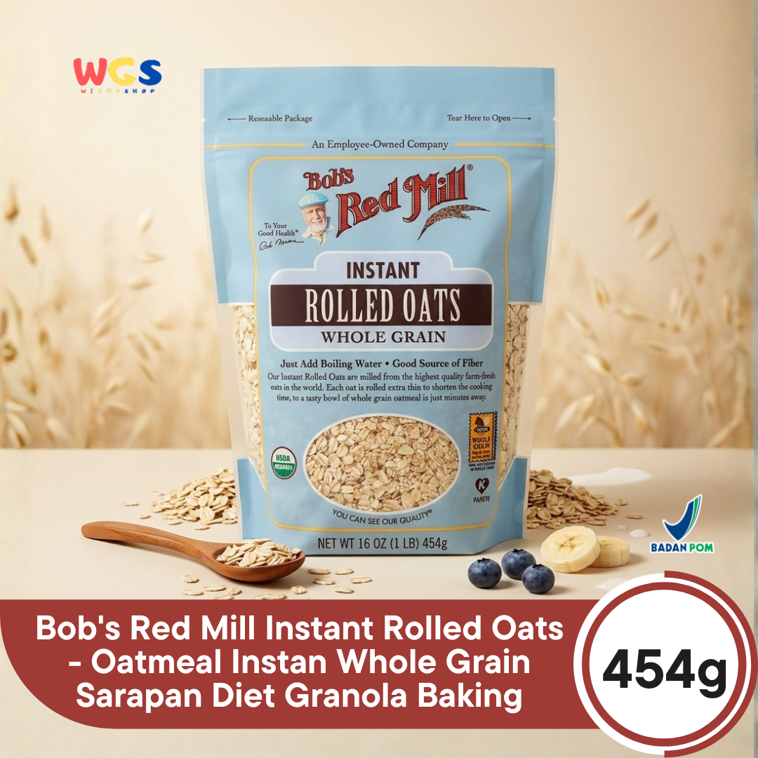 Bob's Red Mill Instant Rolled Oats 454g - Oatmeal Instan Whole Grain Sarapan Diet Granola Baking