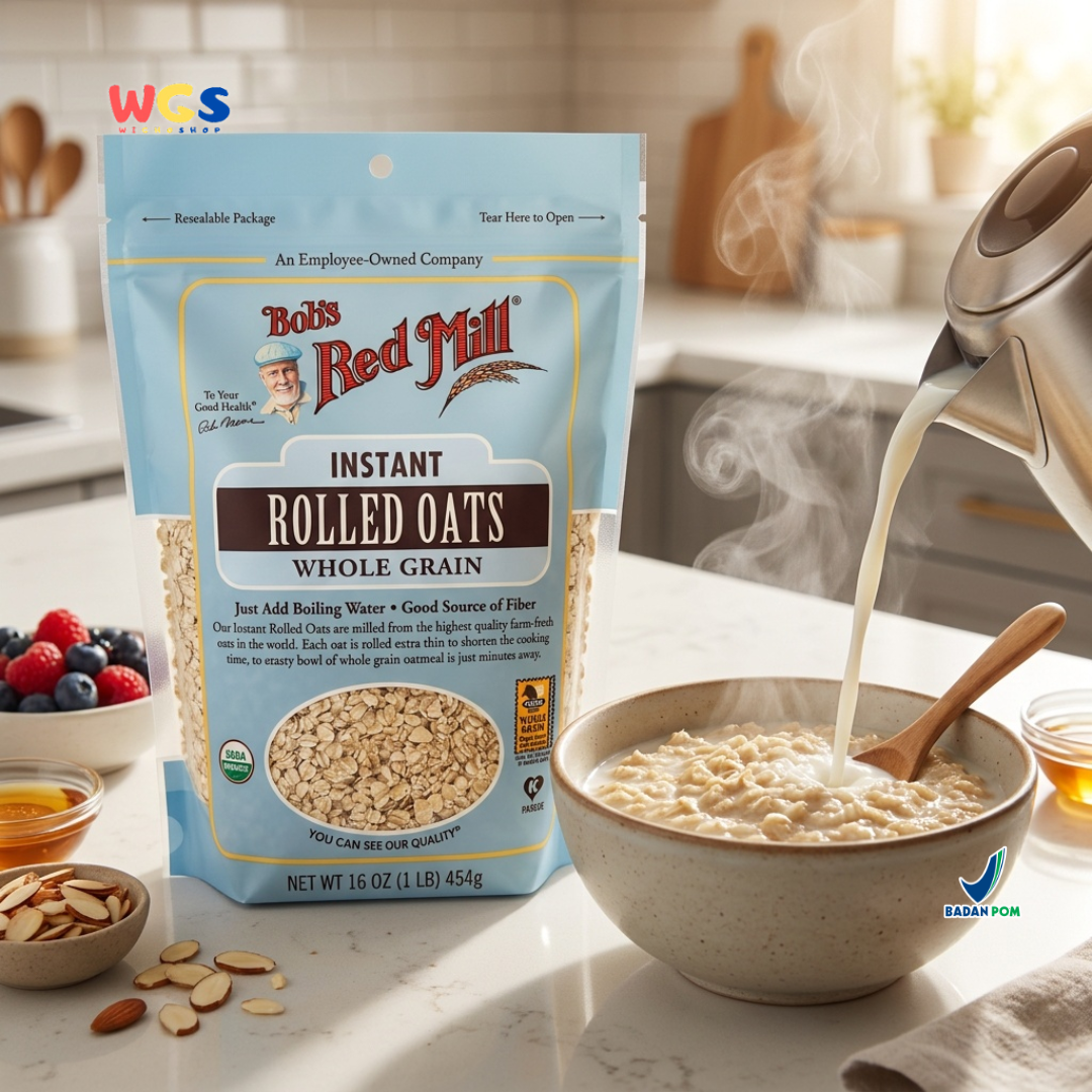 Bob's Red Mill Instant Rolled Oats 454g - Oatmeal Instan Whole Grain Sarapan Diet Granola Baking