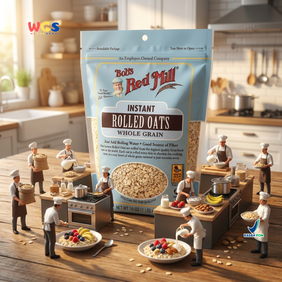 Bob's Red Mill Instant Rolled Oats 454g - Oatmeal Instan Whole Grain Sarapan Diet Granola Baking