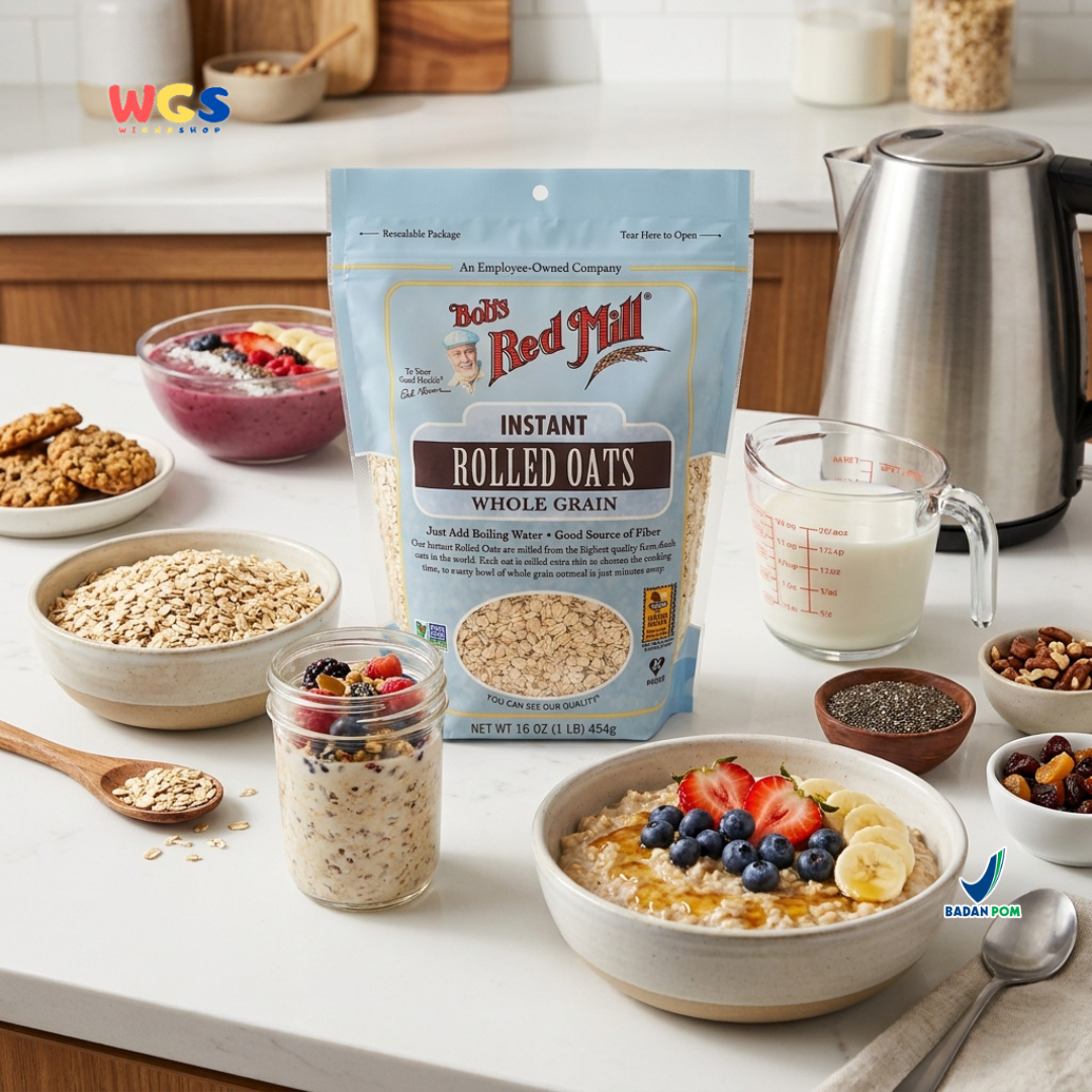 Bob's Red Mill Instant Rolled Oats 454g - Oatmeal Instan Whole Grain Sarapan Diet Granola Baking