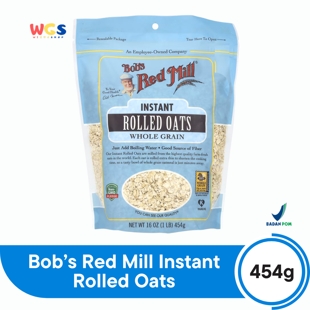 Bob’s Red Mill Instant Rolled Oats 454g – Whole Grain Oatmeal Sehat Siap Saji