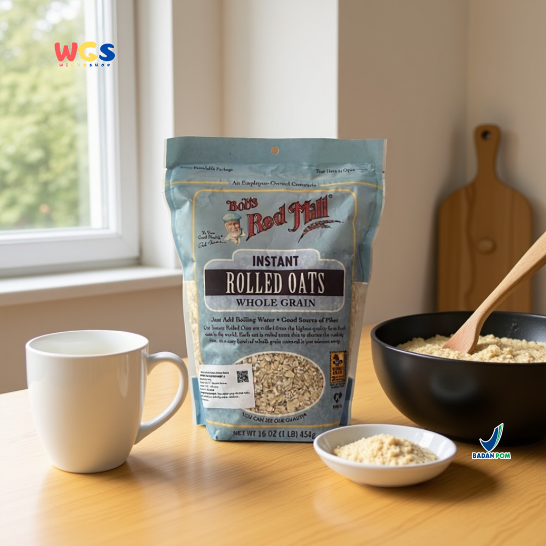 Bob’s Red Mill Instant Rolled Oats 454g – Whole Grain Oatmeal Sehat Siap Saji