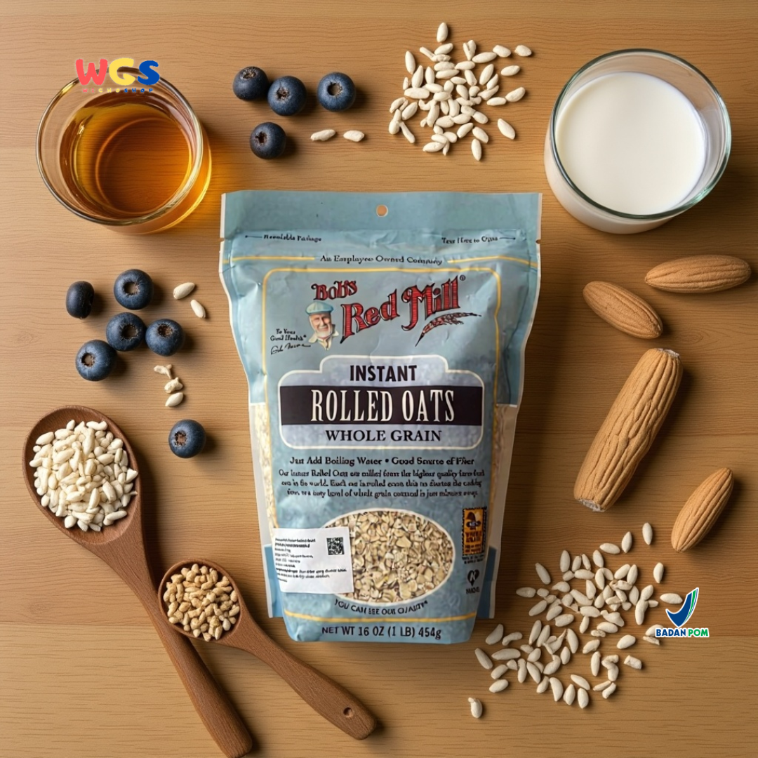 Bob’s Red Mill Instant Rolled Oats 454g – Whole Grain Oatmeal Sehat Siap Saji