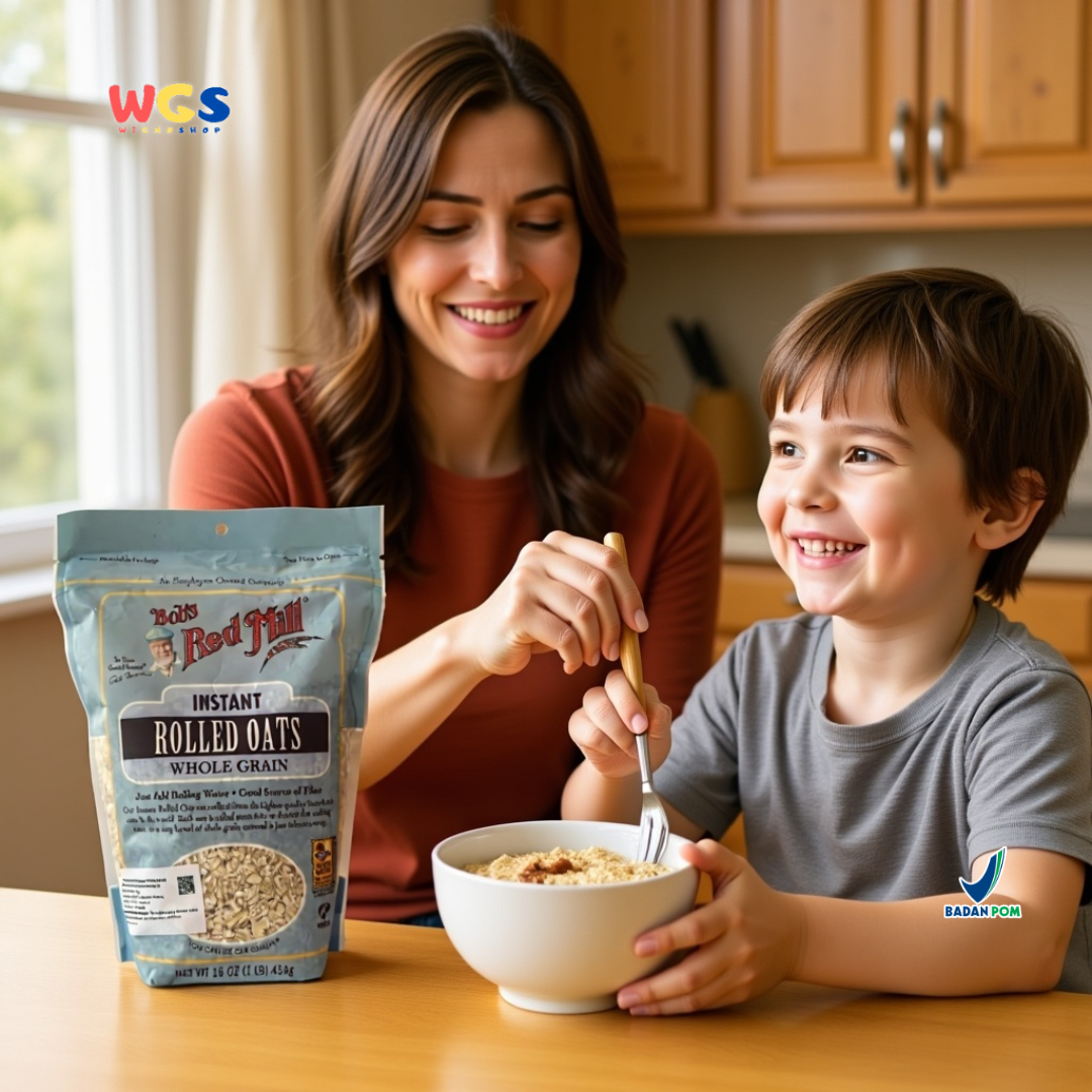 Bob’s Red Mill Instant Rolled Oats 454g – Whole Grain Oatmeal Sehat Siap Saji