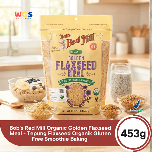 Bob's Red Mill Organic Golden Flaxseed Meal 453g - Tepung Flaxseed Organik Gluten Free Smoothie Baking