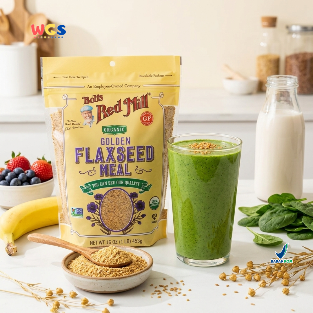Bob's Red Mill Organic Golden Flaxseed Meal 453g - Tepung Flaxseed Organik Gluten Free Smoothie Baking