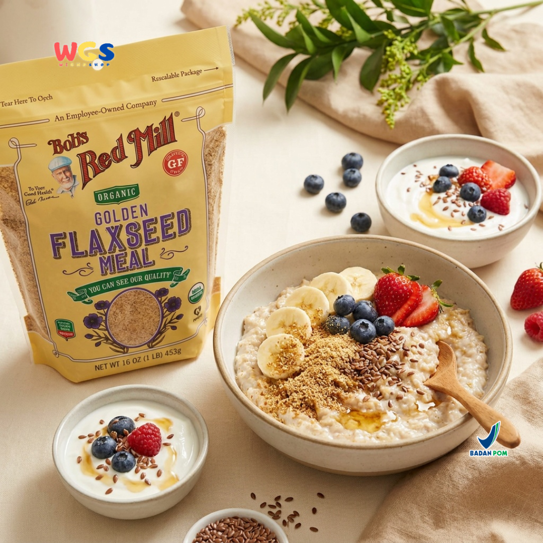 Bob's Red Mill Organic Golden Flaxseed Meal 453g - Tepung Flaxseed Organik Gluten Free Smoothie Baking