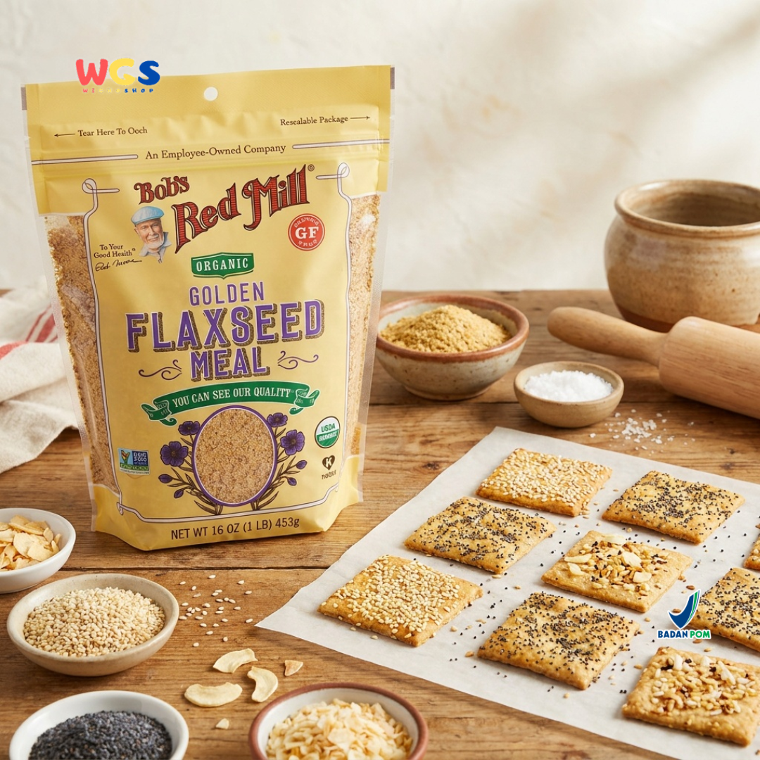 Bob's Red Mill Organic Golden Flaxseed Meal 453g - Tepung Flaxseed Organik Gluten Free Smoothie Baking