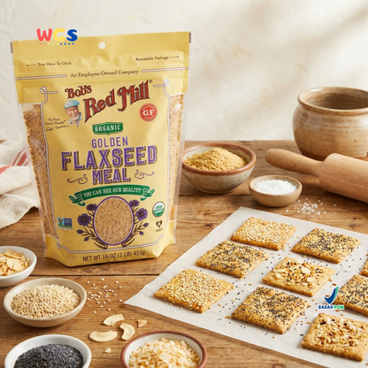 Bob's Red Mill Organic Golden Flaxseed Meal 453g - Tepung Flaxseed Organik Gluten Free Smoothie Baking