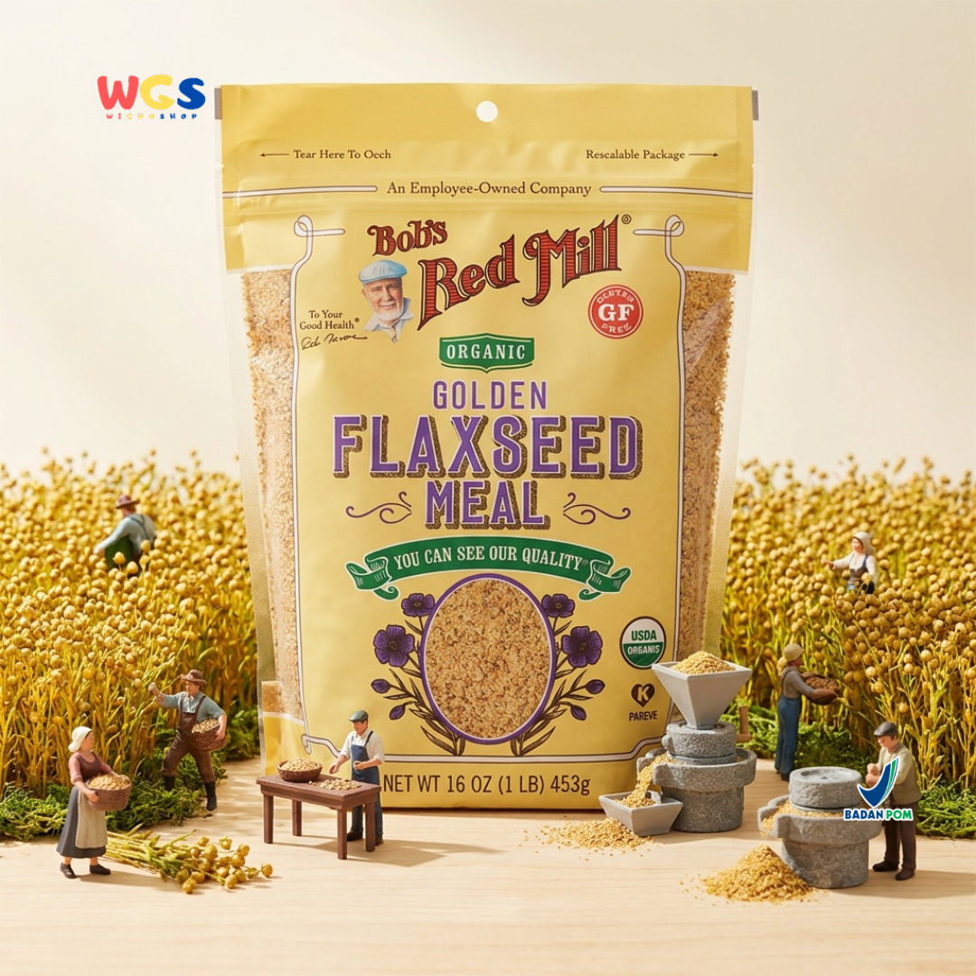 Bob's Red Mill Organic Golden Flaxseed Meal 453g - Tepung Flaxseed Organik Gluten Free Smoothie Baking