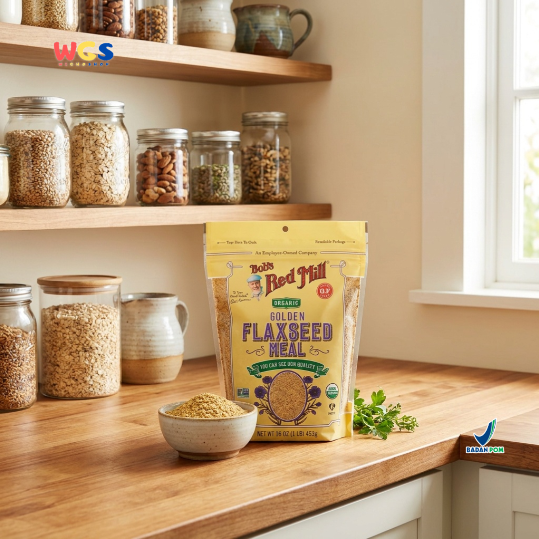 Bob's Red Mill Organic Golden Flaxseed Meal 453g - Tepung Flaxseed Organik Gluten Free Smoothie Baking