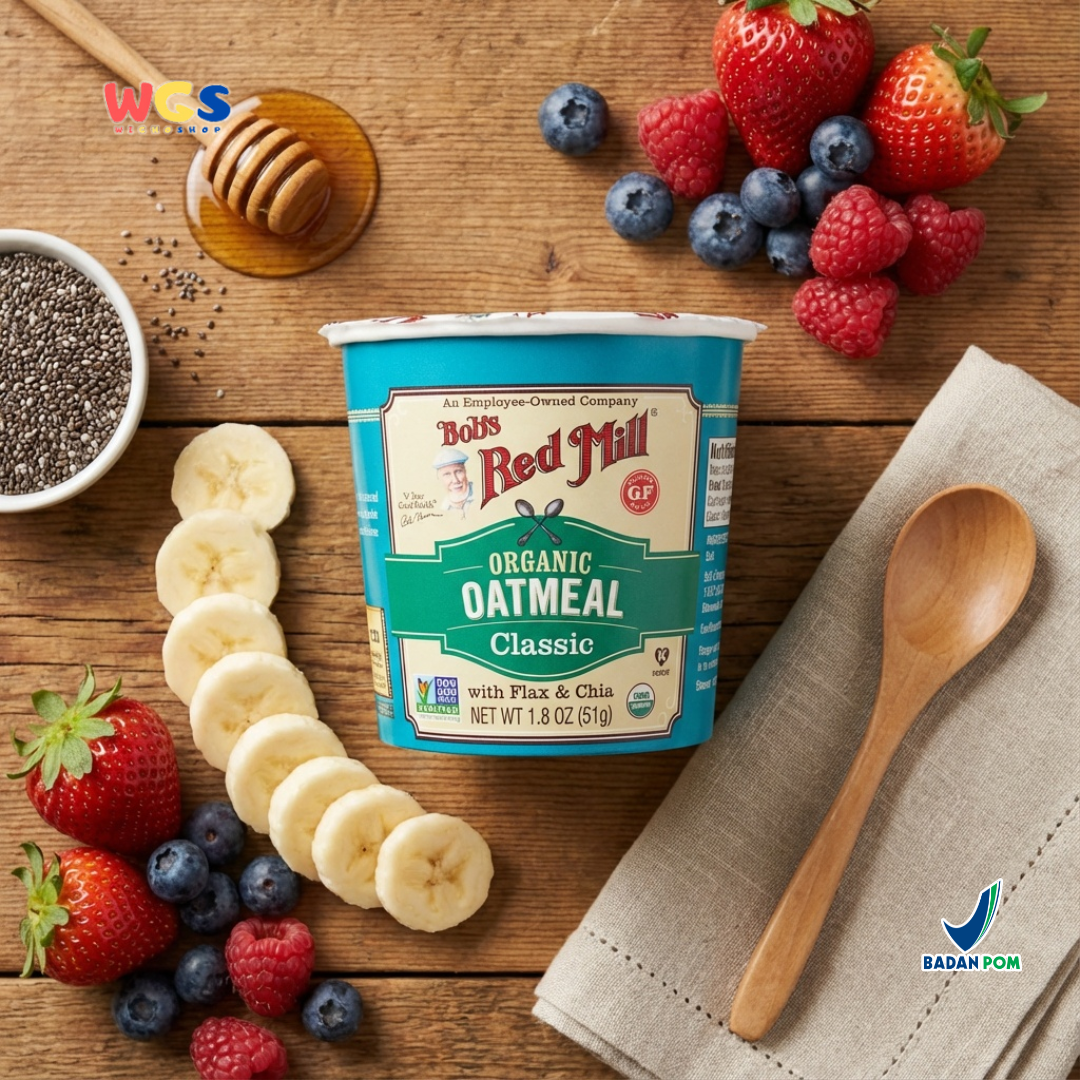 Bob’s Red Mill Organic Oatmeal Classic with Flax & Chia Cup 51g – Oatmeal Organik Gluten Free