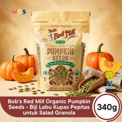 Bob's Red Mill Organic Pumpkin Seeds 340g - Biji Labu Kupas Pepitas untuk Salad Granola