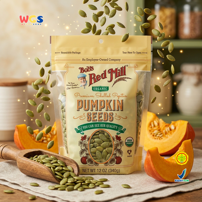 Bob's Red Mill Organic Pumpkin Seeds 340g - Biji Labu Kupas Pepitas untuk Salad Granola