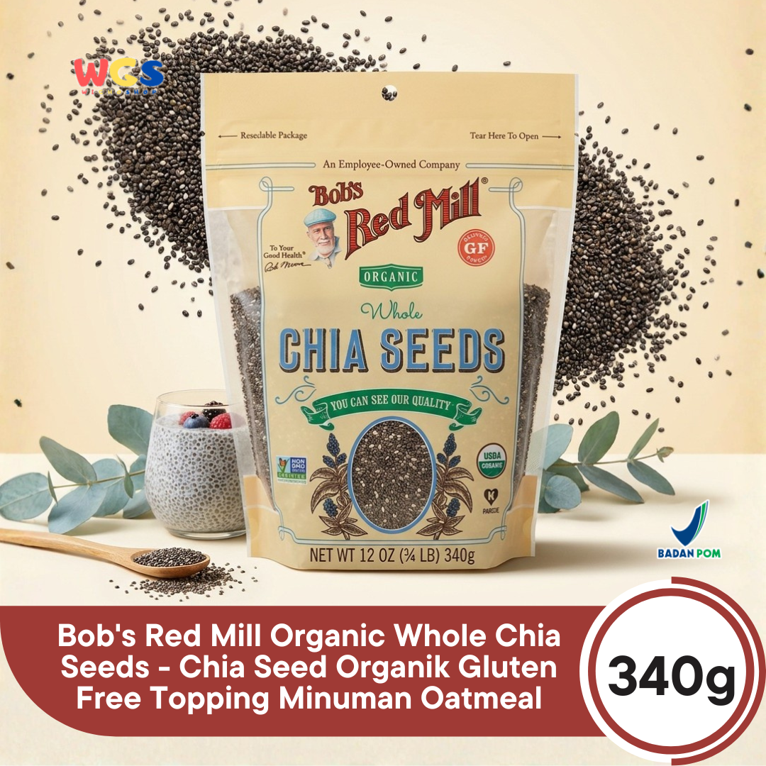 Bob's Red Mill Organic Whole Chia Seeds 340g - Chia Seed Organik Gluten Free Topping Minuman Oatmeal