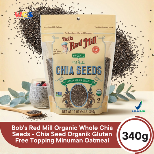 Bob's Red Mill Organic Whole Chia Seeds 340g - Chia Seed Organik Gluten Free Topping Minuman Oatmeal