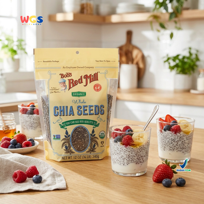 Bob's Red Mill Organic Whole Chia Seeds 340g - Chia Seed Organik Gluten Free Topping Minuman Oatmeal