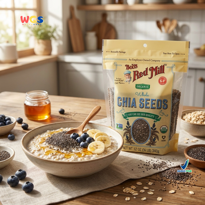 Bob's Red Mill Organic Whole Chia Seeds 340g - Chia Seed Organik Gluten Free Topping Minuman Oatmeal
