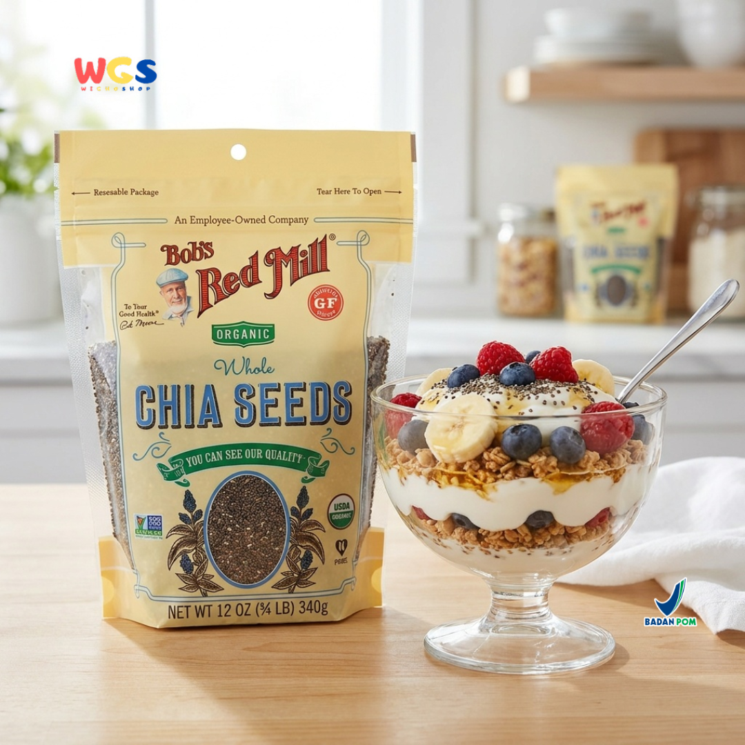 Bob's Red Mill Organic Whole Chia Seeds 340g - Chia Seed Organik Gluten Free Topping Minuman Oatmeal