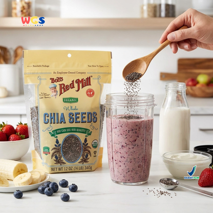Bob's Red Mill Organic Whole Chia Seeds 340g - Chia Seed Organik Gluten Free Topping Minuman Oatmeal