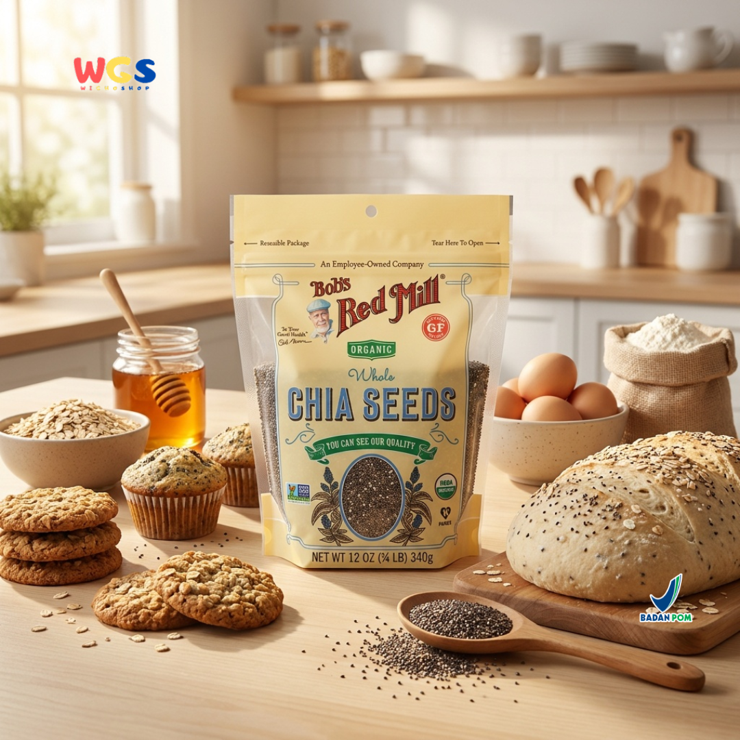 Bob's Red Mill Organic Whole Chia Seeds 340g - Chia Seed Organik Gluten Free Topping Minuman Oatmeal