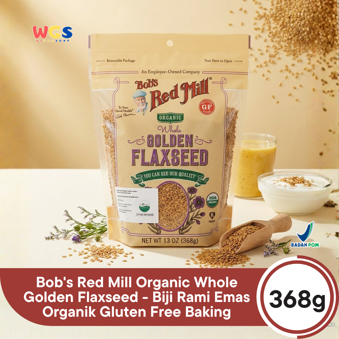 Bob's Red Mill Organic Whole Golden Flaxseed 368g - Biji Rami Emas Organik Gluten Free Baking