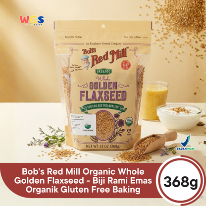 Bob's Red Mill Organic Whole Golden Flaxseed 368g - Biji Rami Emas Organik Gluten Free Baking