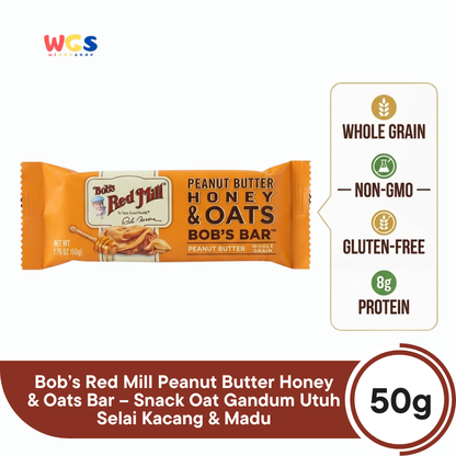 Bob’s Red Mill Peanut Butter Honey & Oats Bar 50g – Snack Oat Gandum Utuh Selai Kacang & Madu