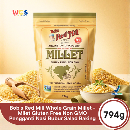 Bob's Red Mill Whole Grain Millet 794g - Milet Gluten Free Non GMO Pengganti Nasi Bubur Salad Baking