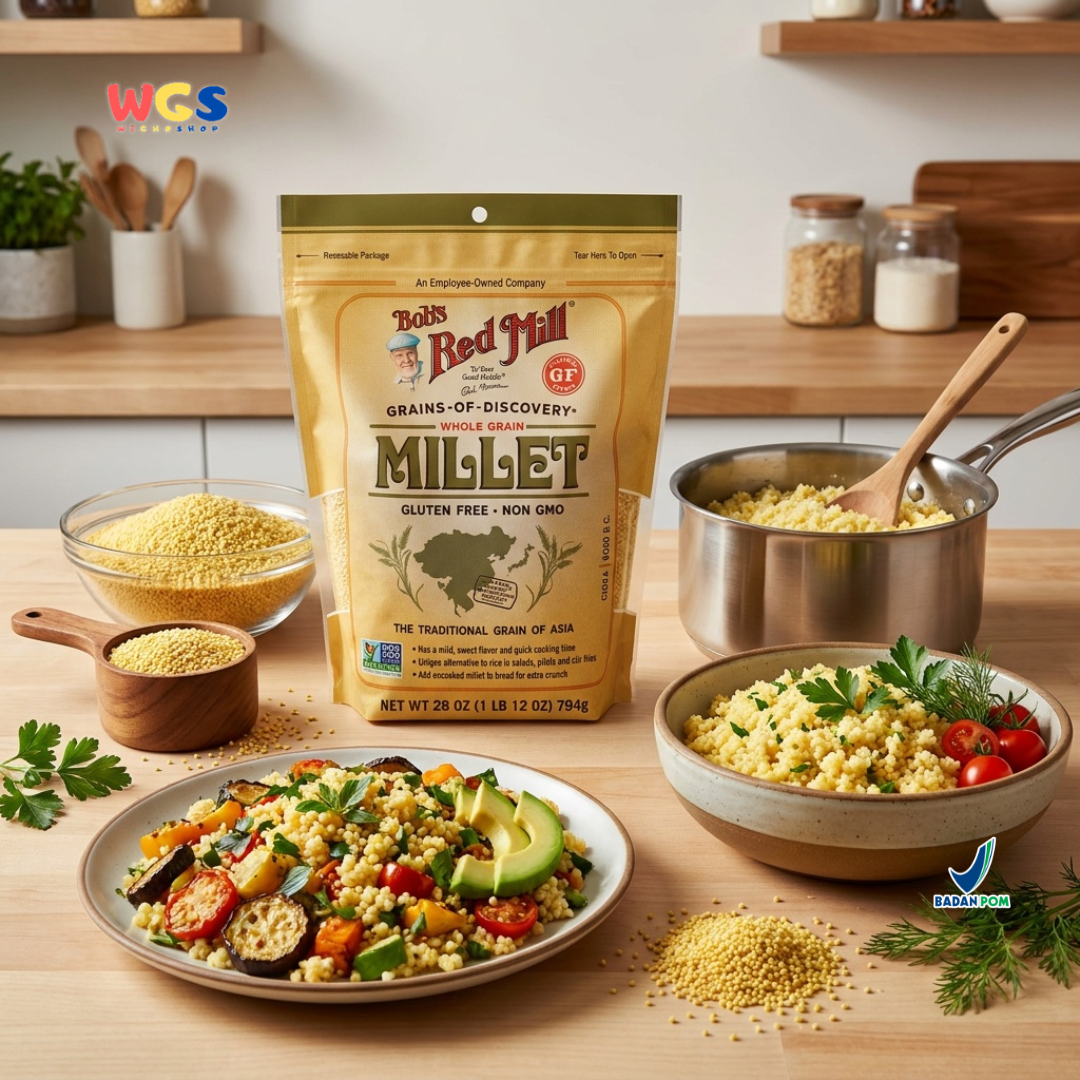 Bob's Red Mill Whole Grain Millet 794g - Milet Gluten Free Non GMO Pengganti Nasi Bubur Salad Baking