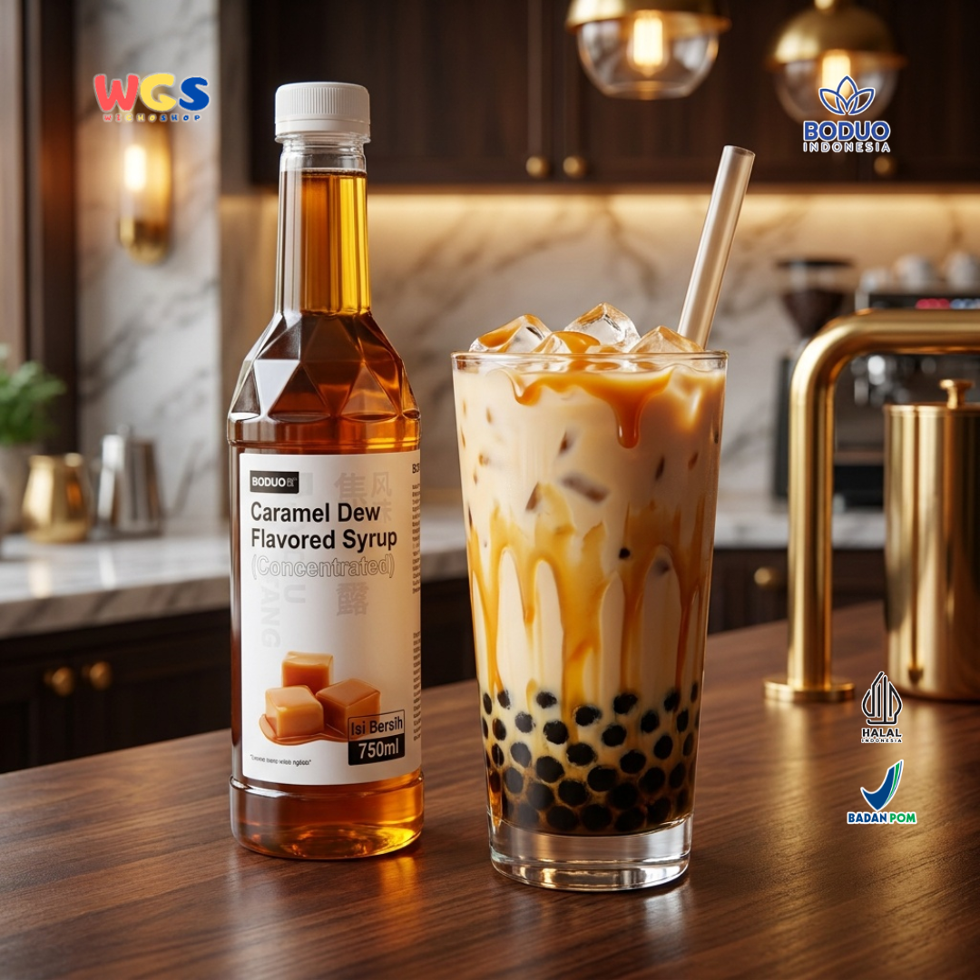 Boduo Caramel Dew Flavored Syrup 750ml - Sirup Karamel untuk Kopi Latte Cafe