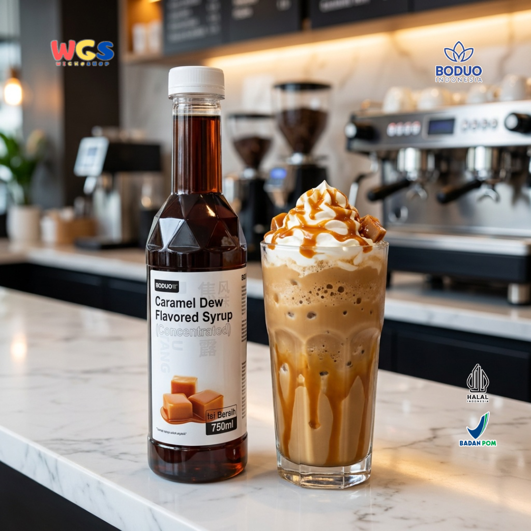 Boduo Caramel Dew Flavored Syrup 750ml - Sirup Karamel untuk Kopi Latte Cafe