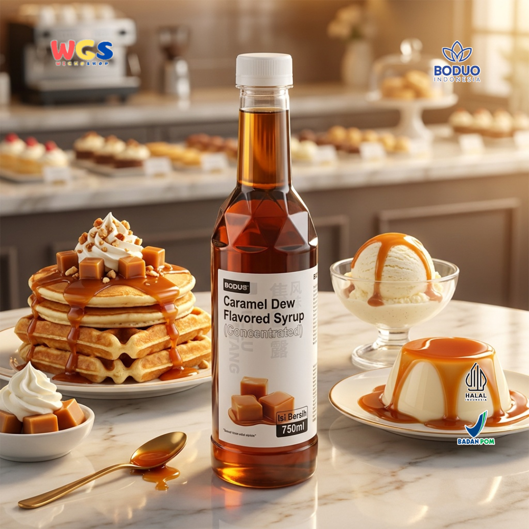 Boduo Caramel Dew Flavored Syrup 750ml - Sirup Karamel untuk Kopi Latte Cafe