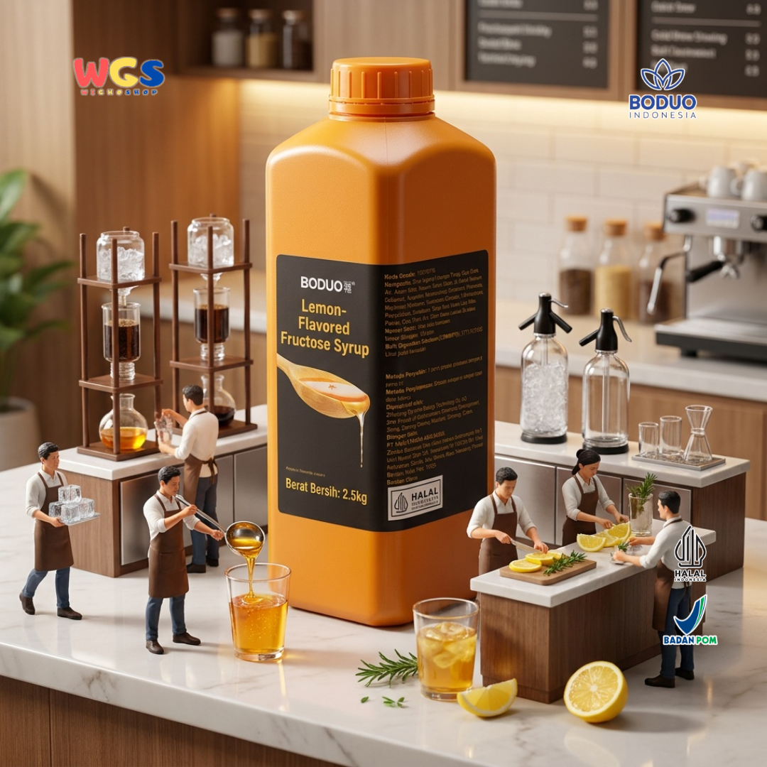 Boduo Lemon-Flavored Fructose Syrup 2.5kg - Sirup Fruktosa Lemon Bahan Minuman Cafe Boba Mocktail