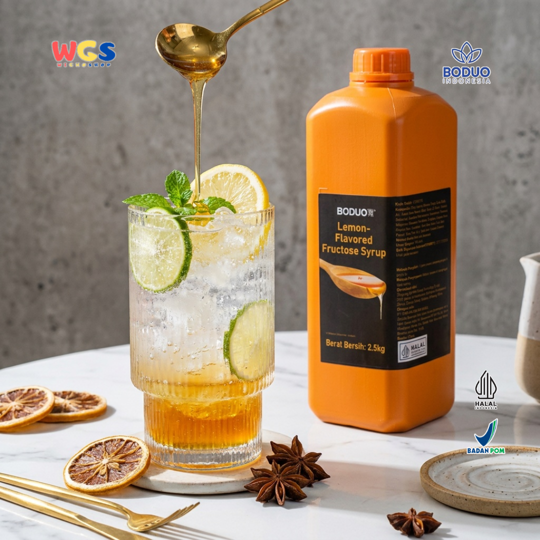 Boduo Lemon-Flavored Fructose Syrup 2.5kg - Sirup Fruktosa Lemon Bahan Minuman Cafe Boba Mocktail