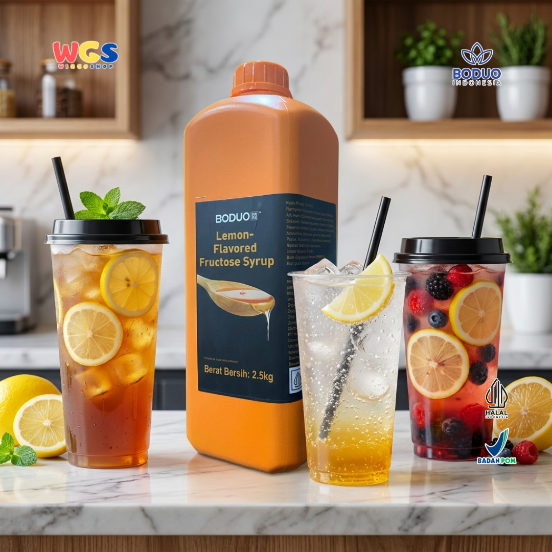 Boduo Lemon-Flavored Fructose Syrup 2.5kg - Sirup Fruktosa Lemon Bahan Minuman Cafe Boba Mocktail