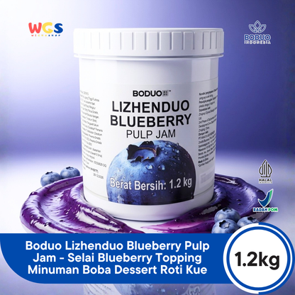Boduo Lizhenduo Blueberry Pulp Jam 1.2kg - Selai Blueberry Topping Minuman Boba Dessert Roti Kue