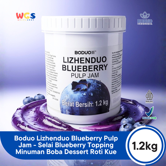 Boduo Lizhenduo Blueberry Pulp Jam 1.2kg - Selai Blueberry Topping Minuman Boba Dessert Roti Kue