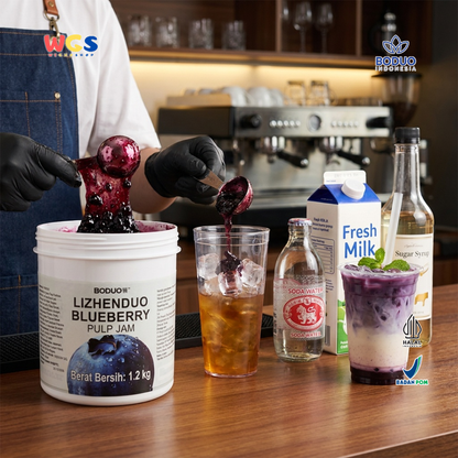 Boduo Lizhenduo Blueberry Pulp Jam 1.2kg - Selai Blueberry Topping Minuman Boba Dessert Roti Kue