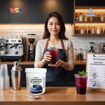 Boduo Lizhenduo Blueberry Pulp Jam 1.2kg - Selai Blueberry Topping Minuman Boba Dessert Roti Kue