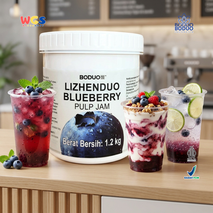 Boduo Lizhenduo Blueberry Pulp Jam 1.2kg - Selai Blueberry Topping Minuman Boba Dessert Roti Kue