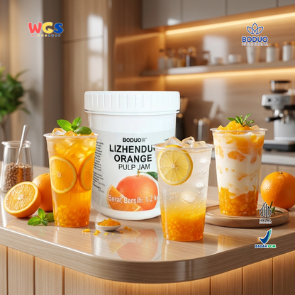 Boduo Lizhenduo Orange Pulp Jam 1.2kg - Selai Jeruk Pulp untuk Minuman Cafe