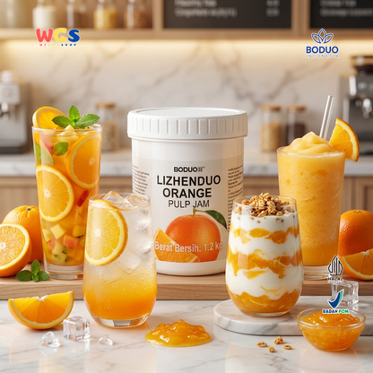 Boduo Lizhenduo Orange Pulp Jam 1.2kg - Selai Jeruk Pulp untuk Minuman Cafe