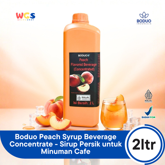 Boduo Peach Syrup Beverage Concentrate 2L - Sirup Persik untuk Minuman Cafe