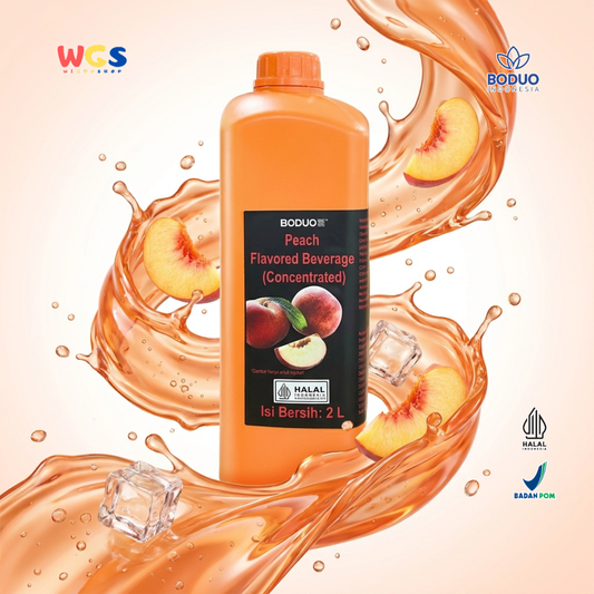 Boduo Peach Syrup Beverage Concentrate 2L - Sirup Persik untuk Minuman Cafe