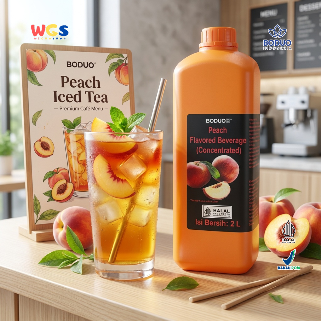 Boduo Peach Syrup Beverage Concentrate 2L - Sirup Persik untuk Minuman Cafe