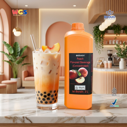 Boduo Peach Syrup Beverage Concentrate 2L - Sirup Persik untuk Minuman Cafe